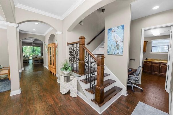 Home Office, Interior, Recessed Lighting, Wood Texture Flooring