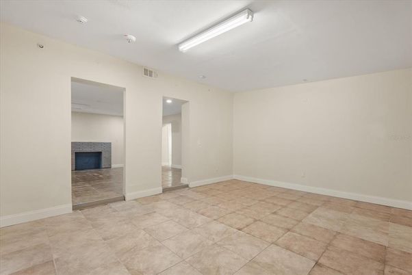 Empty room, Fireplace, Interior, Recessed Lighting