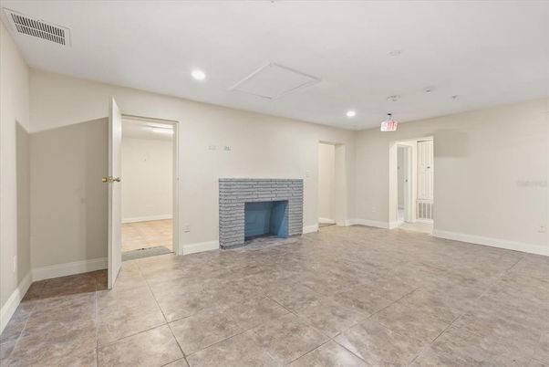 Empty room, Fireplace, Interior, Recessed Lighting