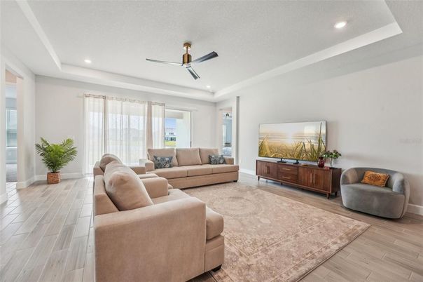 Interior, Living room, Recessed Lighting, Wood Texture Flooring