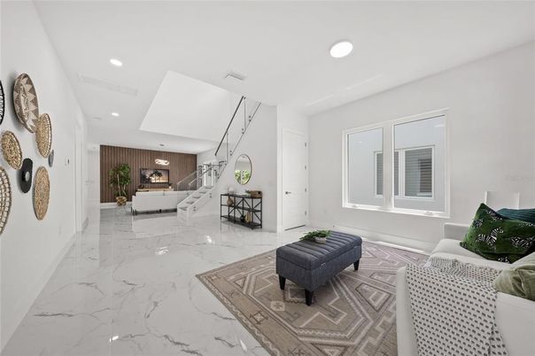 Interior, Kitchen, Marble, Pendant Lights, Recessed Lighting