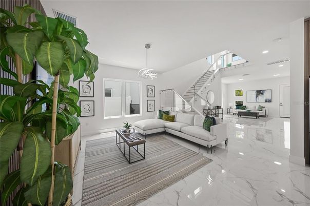 Interior, Living room, Marble, Pendant Lights, Recessed Lighting