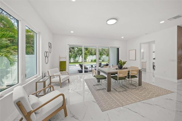 Dining room, Interior, Living room, Marble, Recessed Lighting