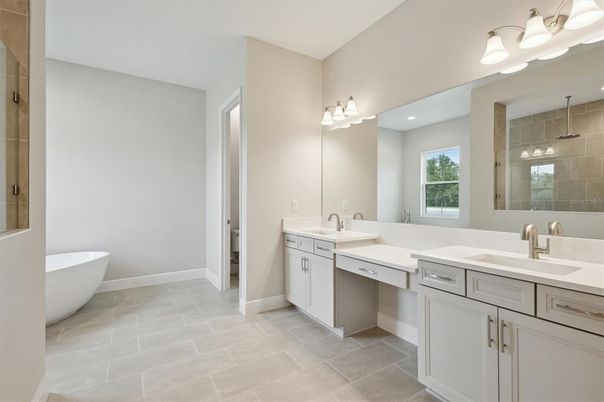 Bathroom, Dual Sink Vanities, Free Standing Baths, Interior, Recessed Lighting