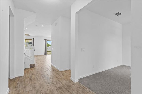 Empty room, Interior, Recessed Lighting, Wood Texture Flooring