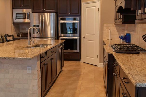 Interior, Kitchen, Stainless Steel Appliances, Stone Walls