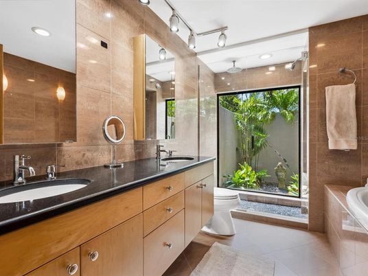 Bathroom, Dual Sink Vanities, Glass Shower, Interior, Recessed Lighting