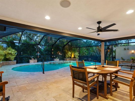 Dining room, Glass Ceilings, Interior, Pool, Recessed Lighting, Sun Room