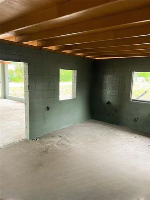 Empty room, Interior, Stone Walls, Wooden Beams