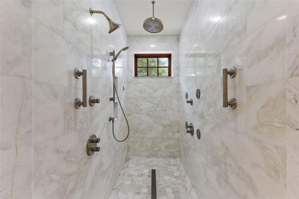 Bathroom, Glass Shower, Interior, Marble Walls