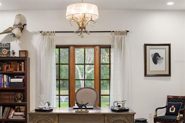 Chandelier, Home Office, Interior, Recessed Lighting