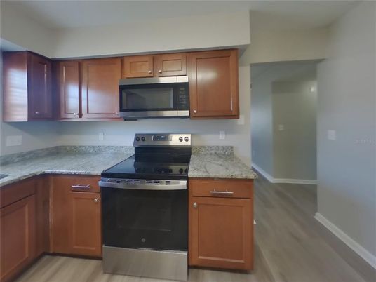 Interior, Kitchen, Stainless Steel Appliances, Wood Texture Flooring