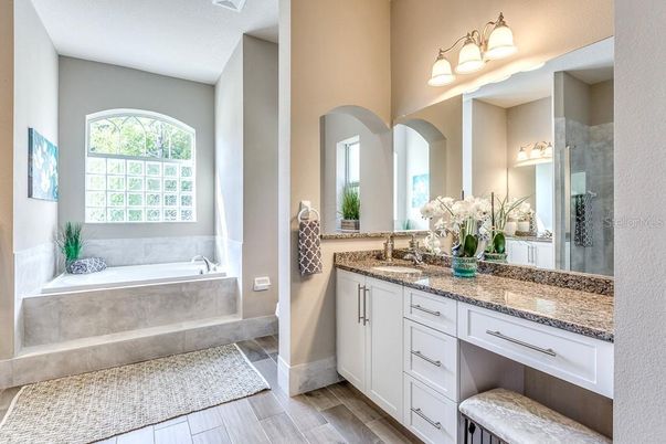Bathroom, Dual Sink Vanities, Interior, Wood Texture Flooring