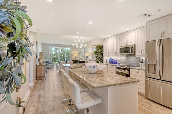 Interior, Kitchen, Living room, Pendant Lights, Recessed Lighting, Stainless Steel Appliances, Wood Texture Flooring
