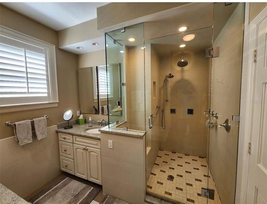Bathroom, Glass Shower, Interior, Recessed Lighting