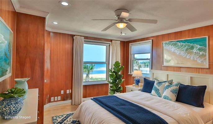 Bedroom, Interior, Recessed Lighting, Wood Texture Flooring, Wooden Walls