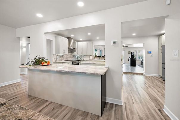Interior, Kitchen, Recessed Lighting, Wood Texture Flooring