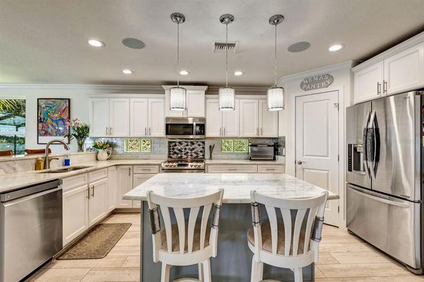 Interior, Kitchen, Pendant Lights, Recessed Lighting, Stainless Steel Appliances