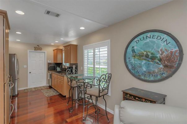 Interior, Kitchen, Recessed Lighting, Wood Texture Flooring
