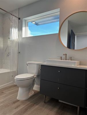 Bathroom, Interior, Marble Walls, Wood Texture Flooring