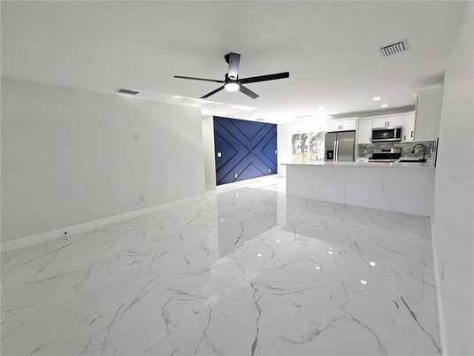 Interior, Kitchen, Marble, Recessed Lighting, Stainless Steel Appliances