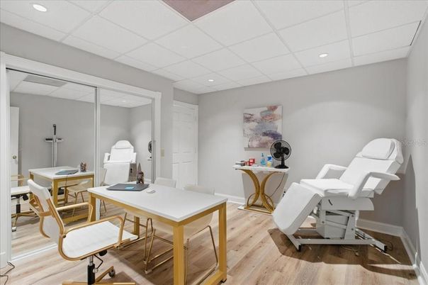 Home Office, Interior, Recessed Lighting, Wood Texture Flooring