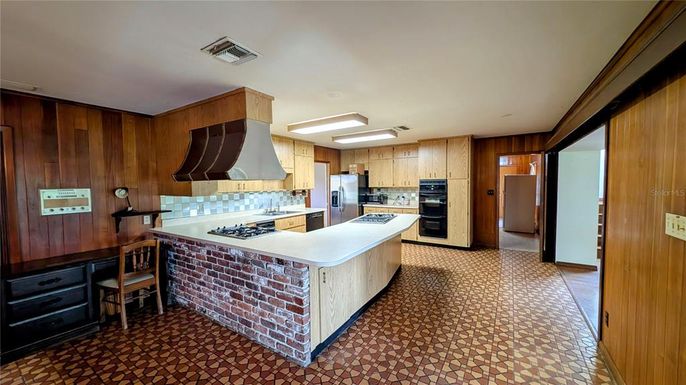 Interior, Kitchen, Stainless Steel Appliances, Wooden Walls