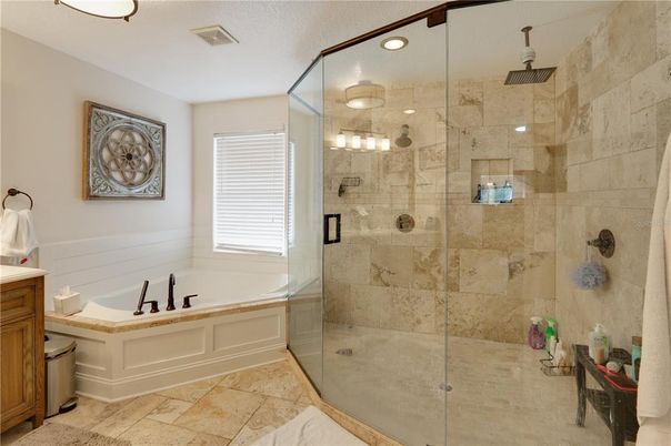 Bathroom, Glass Shower, Interior, Recessed Lighting