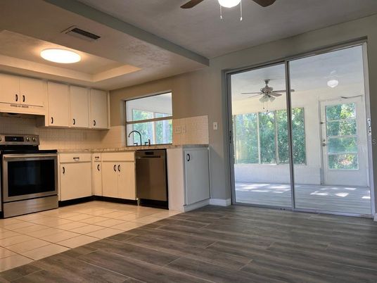 Interior, Kitchen, Stainless Steel Appliances, Wood Texture Flooring
