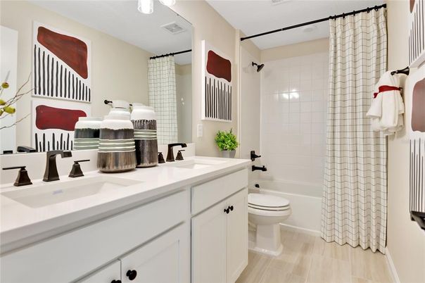 Bathroom, Dual Sink Vanities, Interior, Wood Texture Flooring