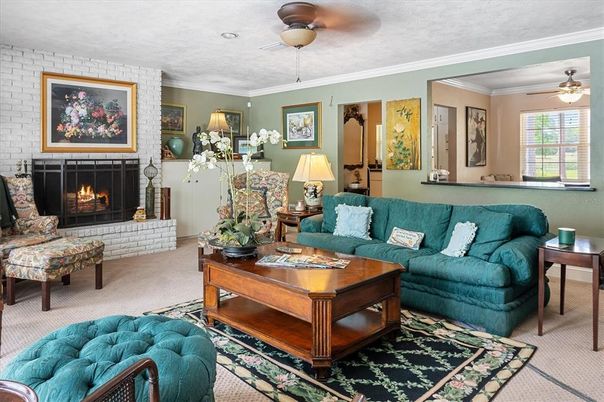 Fireplace, Interior, Living room, Stone Walls
