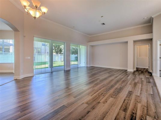 Chandelier, Empty room, Interior, Wood Texture Flooring