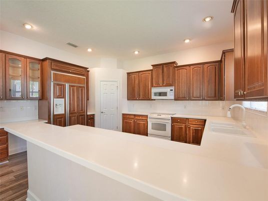Interior, Kitchen, Recessed Lighting, Wood Texture Flooring