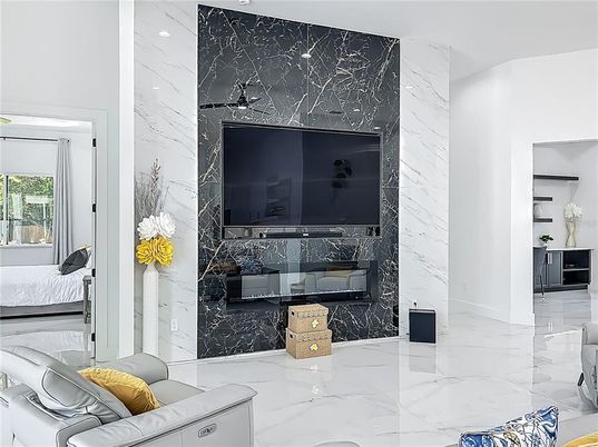 Fireplace, Interior, Marble, Marble Walls, Recessed Lighting