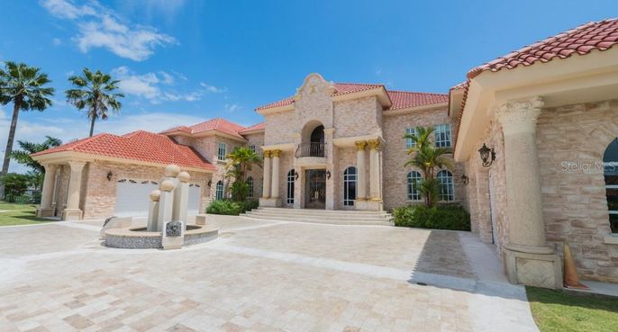 Attached, Backyard, Exterior, Facade, Brick Facade, Mediterranean