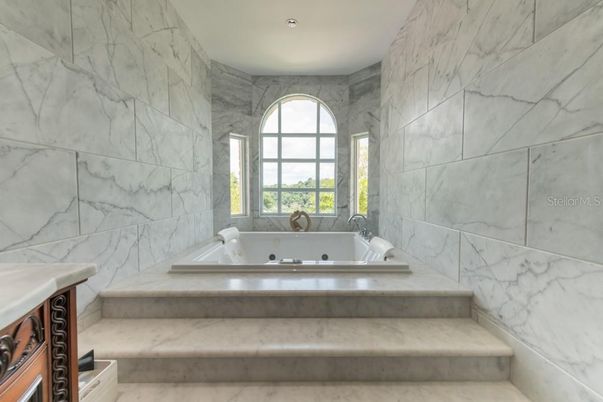 Bathroom, Interior, Marble Walls, Recessed Lighting