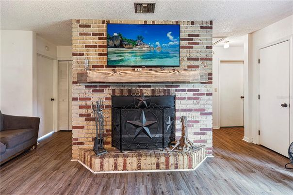 Fireplace, Interior, Stone Walls, Wood Texture Flooring