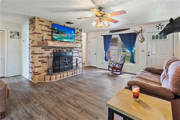 Fireplace, Interior, Stone Walls, Wood Texture Flooring