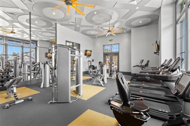 Fitness Equipment, Gym, Interior, Recessed Lighting