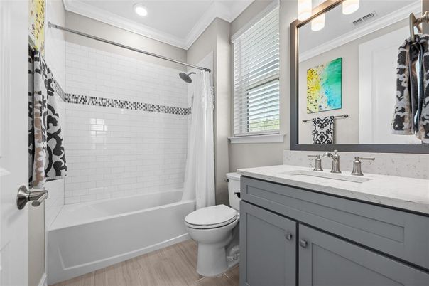 Bathroom, Interior, Recessed Lighting, Wood Texture Flooring