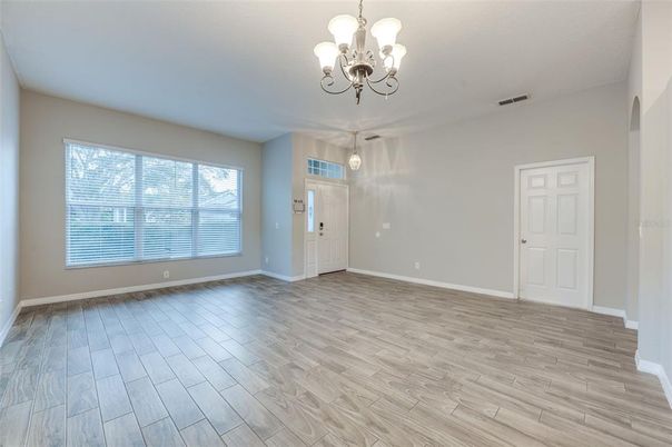 Chandelier, Empty room, Interior, Wood Texture Flooring