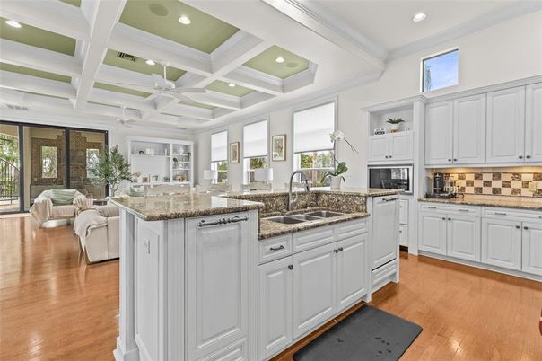 Interior, Kitchen, Living room, Recessed Lighting, Wood Texture Flooring