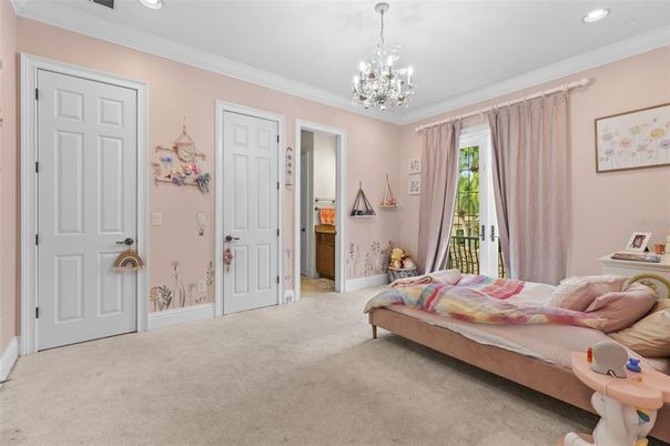 Bedroom, Chandelier, Interior, Recessed Lighting