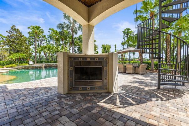 Exterior, Fireplace, Pool