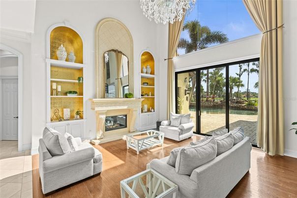 Chandelier, Fireplace, Interior, Living room, Wood Texture Flooring