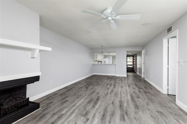 Empty room, Fireplace, Interior, Wood Texture Flooring