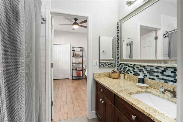 Bathroom, Dual Sink Vanities, Interior, Wood Texture Flooring