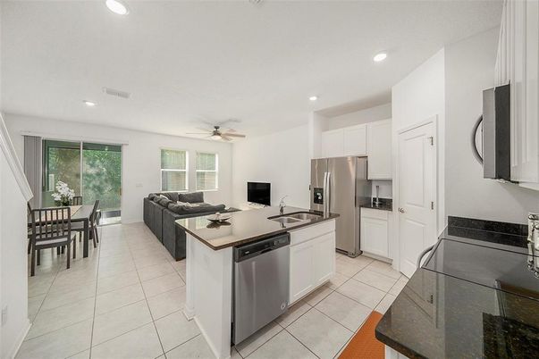Dining room, Interior, Kitchen, Living room, Recessed Lighting, Stainless Steel Appliances
