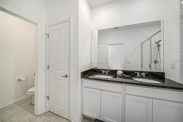 Bathroom, Dual Sink Vanities, Glass Shower, Interior
