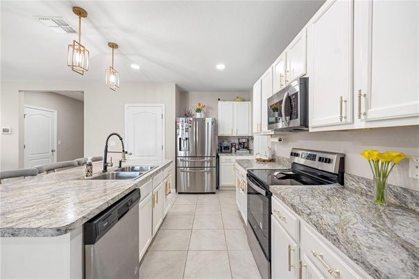 Interior, Kitchen, Pendant Lights, Recessed Lighting, Stainless Steel Appliances